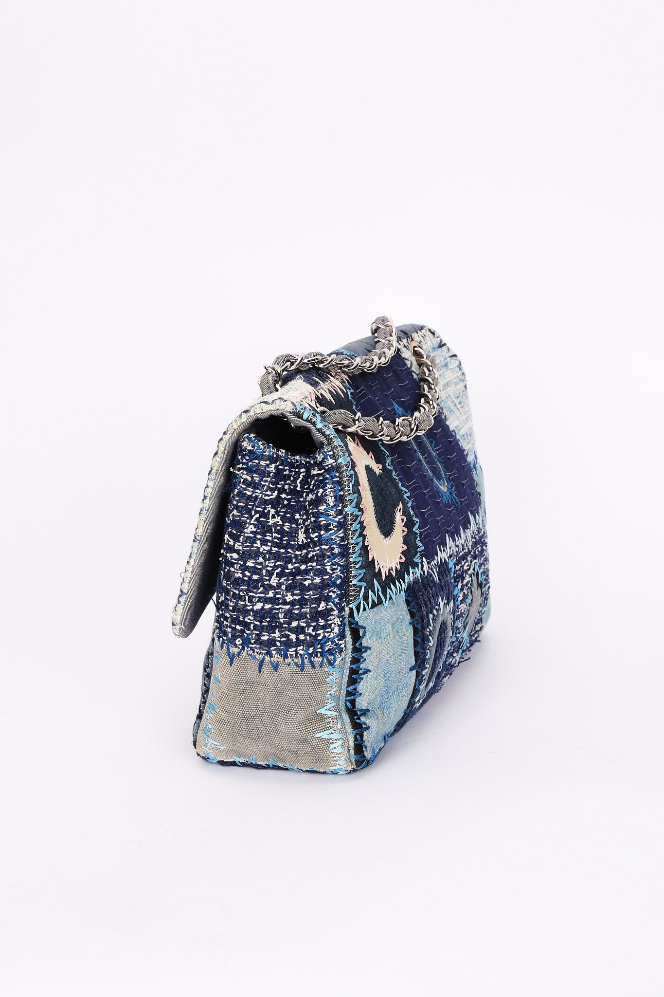 Chanel Jumbo Single Flap Denim Patchwork SHW