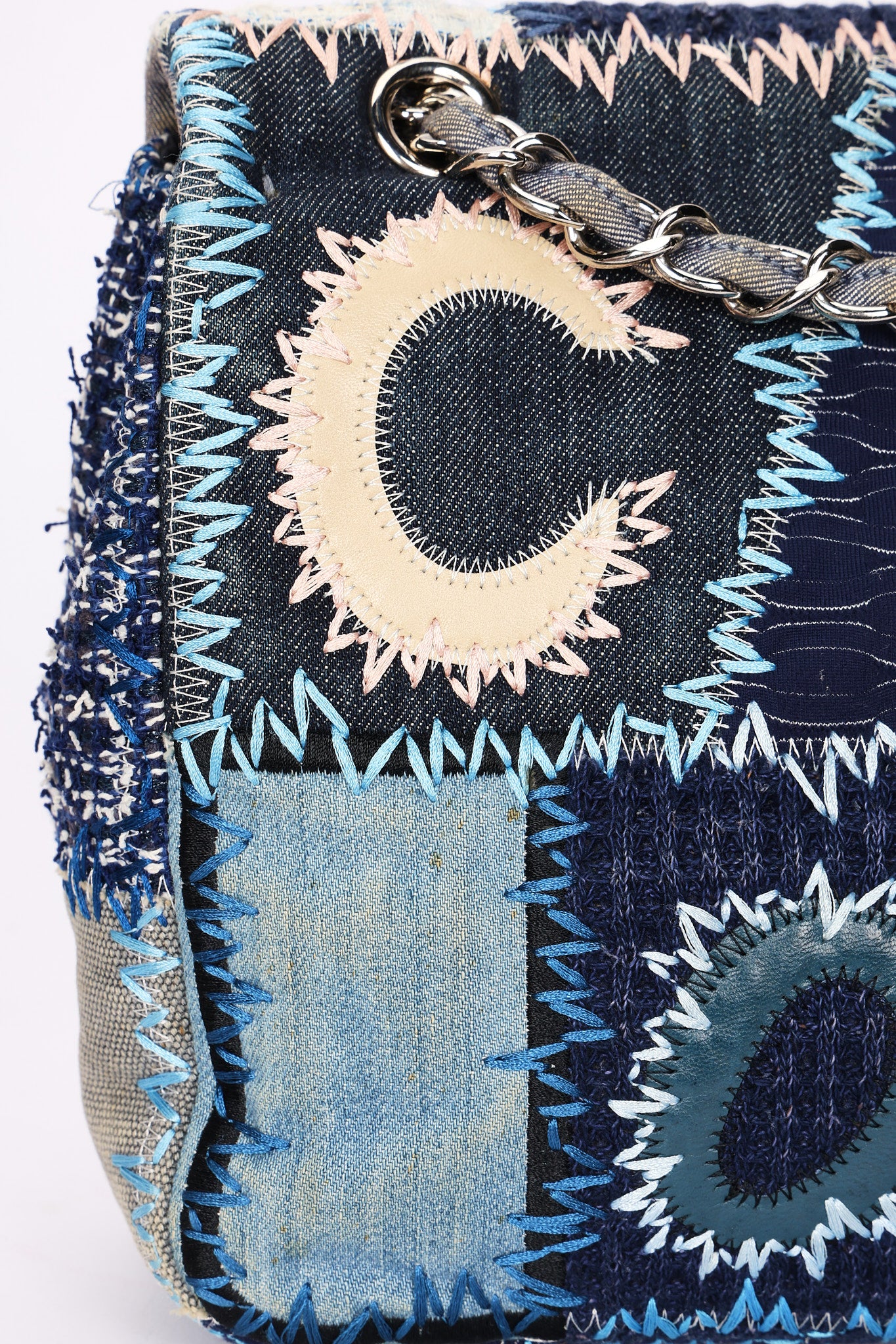 Chanel Jumbo Single Flap Denim Patchwork SHW