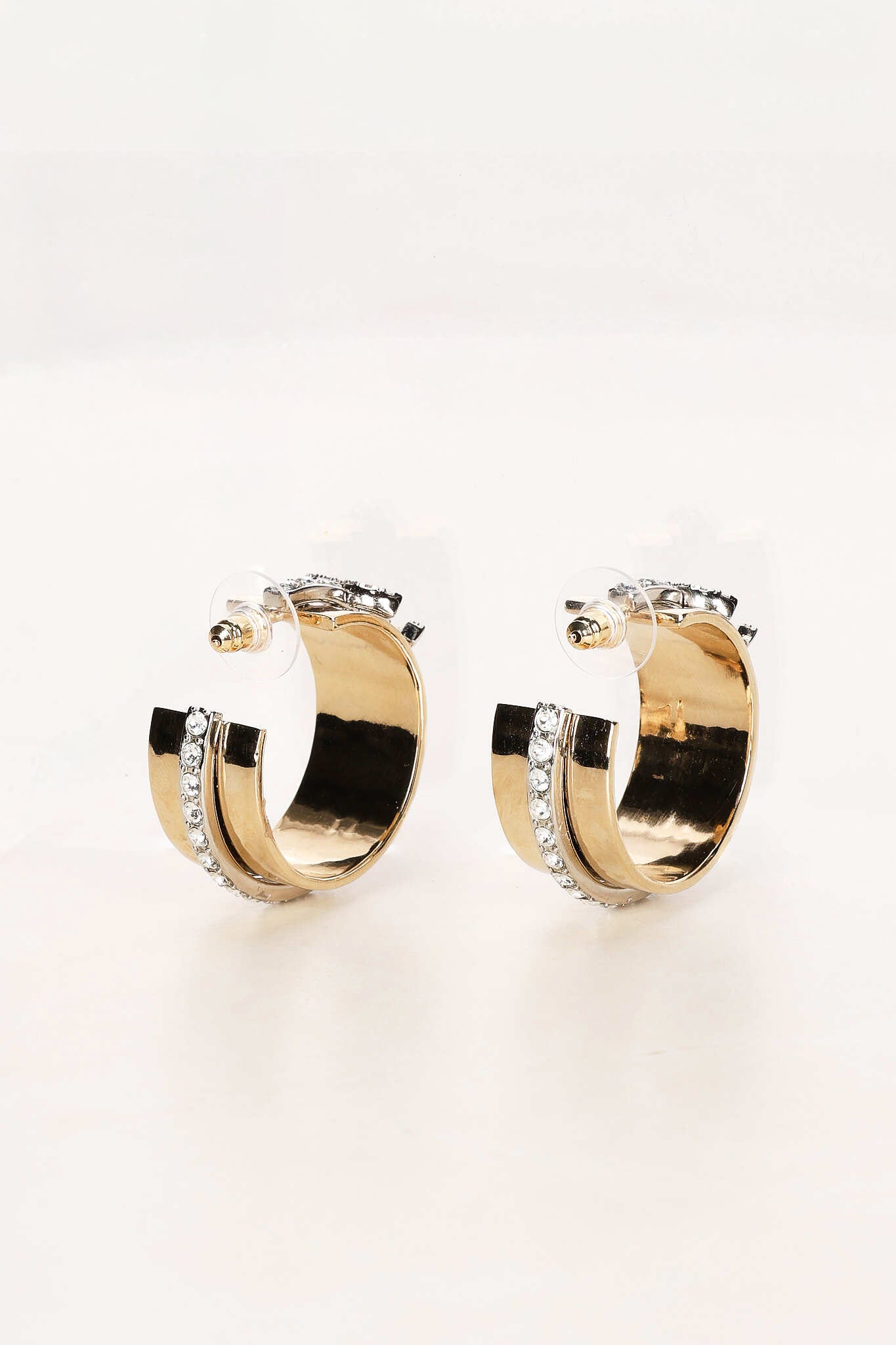 Chanel 2022 CC Crystal Hoop Earrings