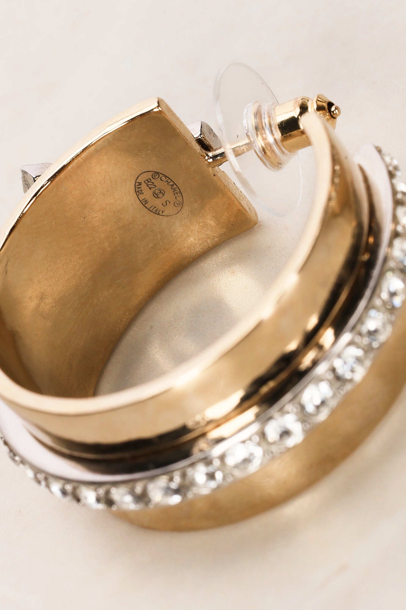 Chanel 2022 CC Crystal Hoop Earrings