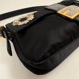 Ultra-Rare Fendi Satin Butterfly Embroidered Baguette Bag with Alligator Trim