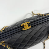 Chanel 1997 Caviar Top Turnlock Kisslock Shoulder Bag 24K GP