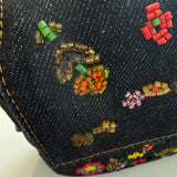 Fendi Denim Beaded Floral Baguette