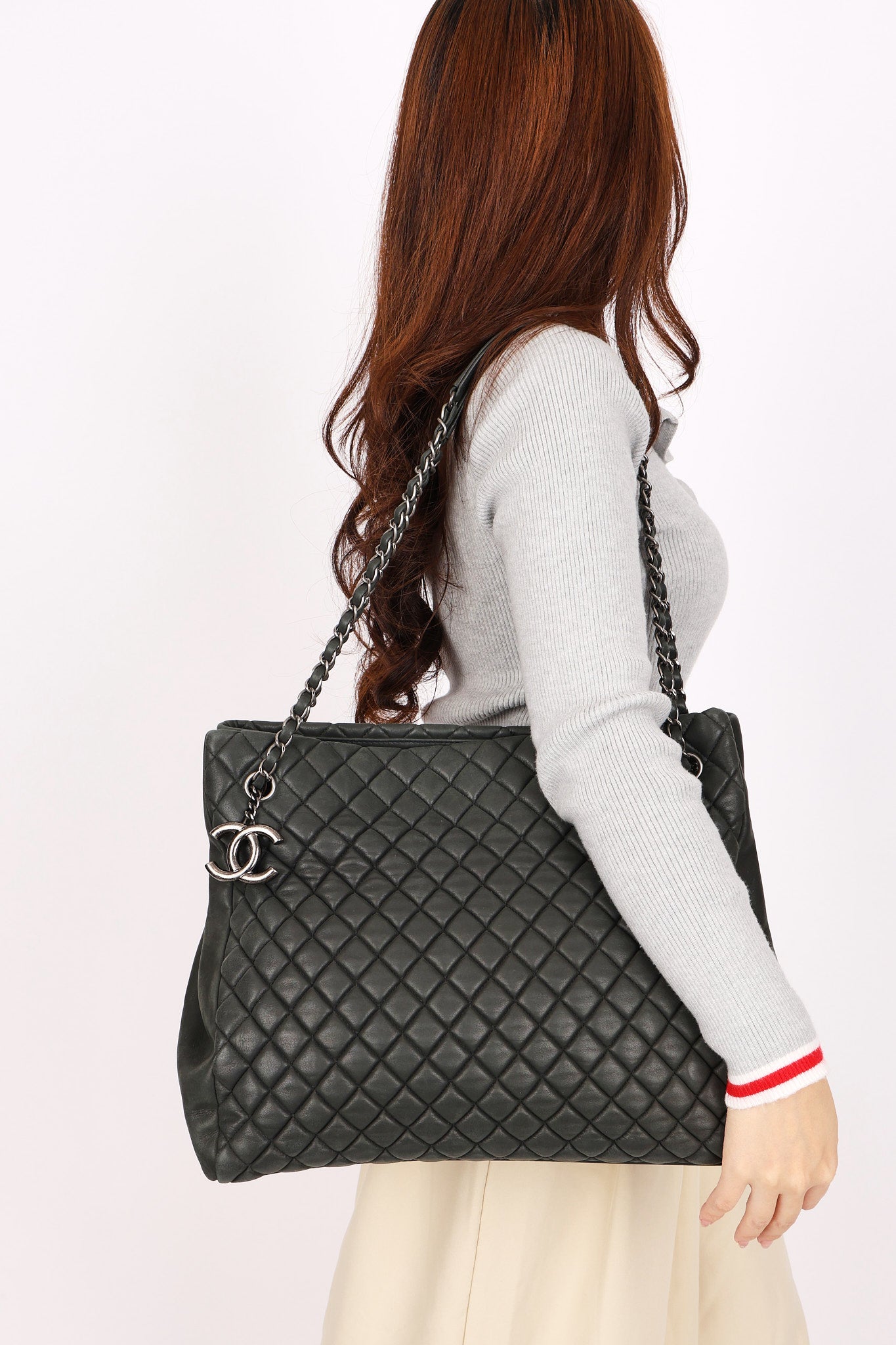 Chanel Large New Bubble Tote Dark Gray Calfskin 2012 RHW