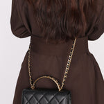 Chanel Top Handle Bag Black Calfskin AGHW