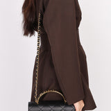 Chanel Top Handle Bag Black Calfskin AGHW