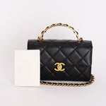 Chanel Top Handle Bag Black Calfskin AGHW