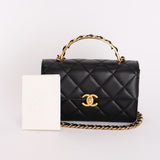 Chanel Top Handle Bag Black Calfskin AGHW