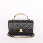 Chanel Top Handle Bag Black Calfskin AGHW