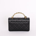 Chanel Top Handle Bag Black Calfskin AGHW