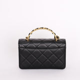 Chanel Top Handle Bag Black Calfskin AGHW