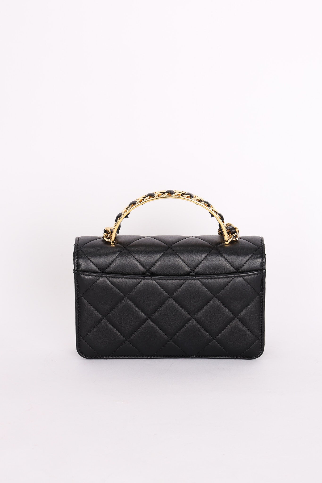 Chanel Top Handle Bag Black Calfskin AGHW
