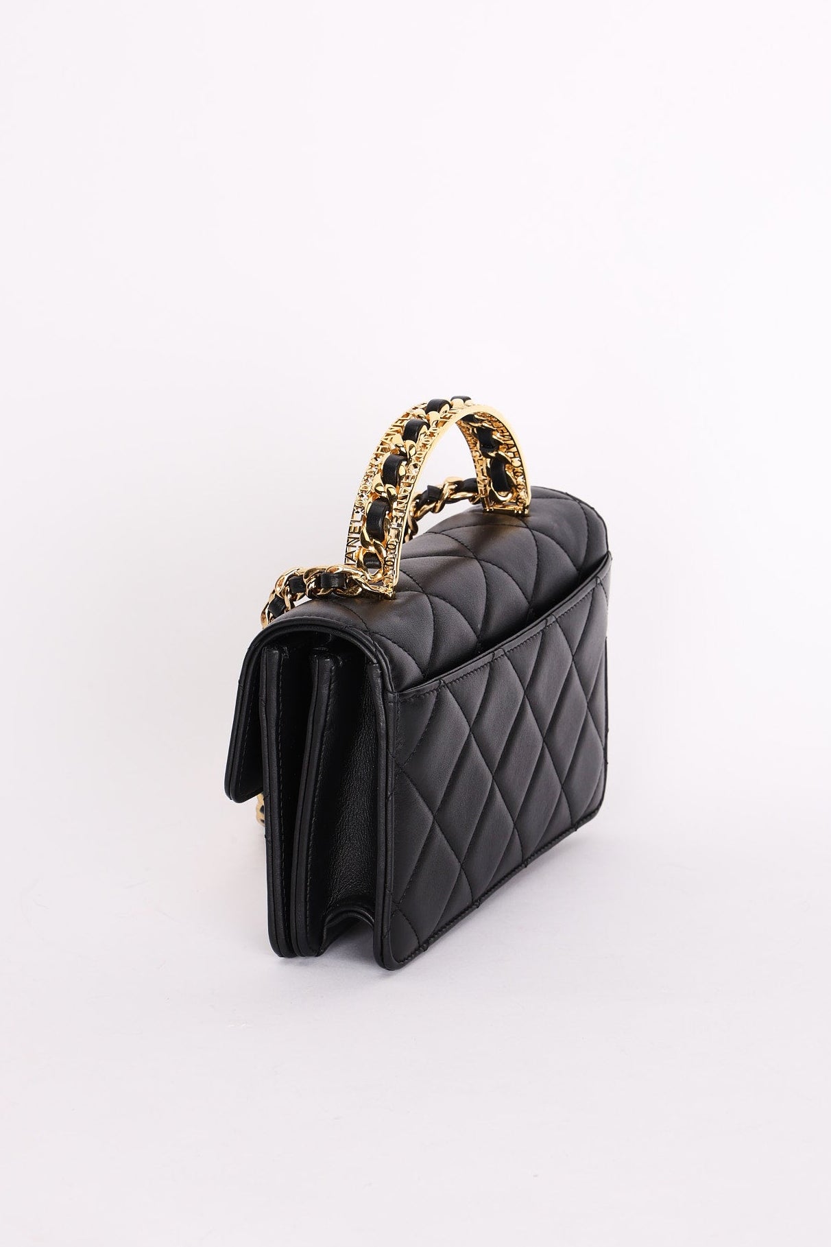 Chanel Top Handle Bag Black Calfskin AGHW