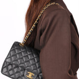 Chanel Medium Classic Double Flap Black Caviar 24K GP