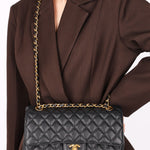 Chanel Medium Classic Double Flap Black Caviar 24K GP