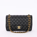 Chanel Medium Classic Double Flap Black Caviar 24K GP