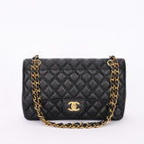 Chanel Medium Classic Double Flap Black Caviar 24K GP