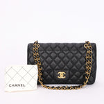 Chanel Medium Classic Double Flap Black Caviar 24K GP