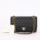 Chanel Medium Classic Double Flap Black Caviar 24K GP
