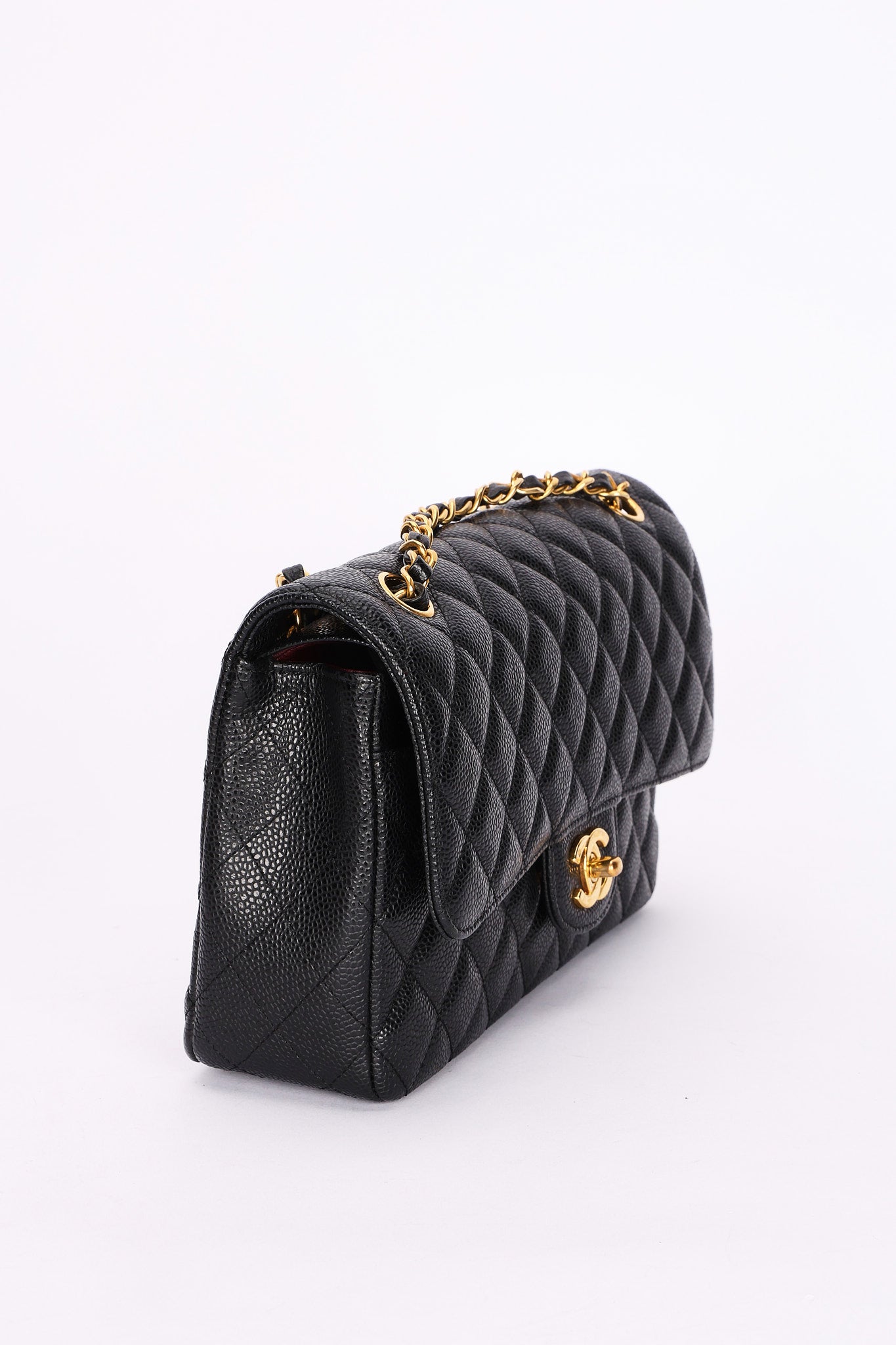 Chanel Medium Classic Double Flap Black Caviar 24K GP