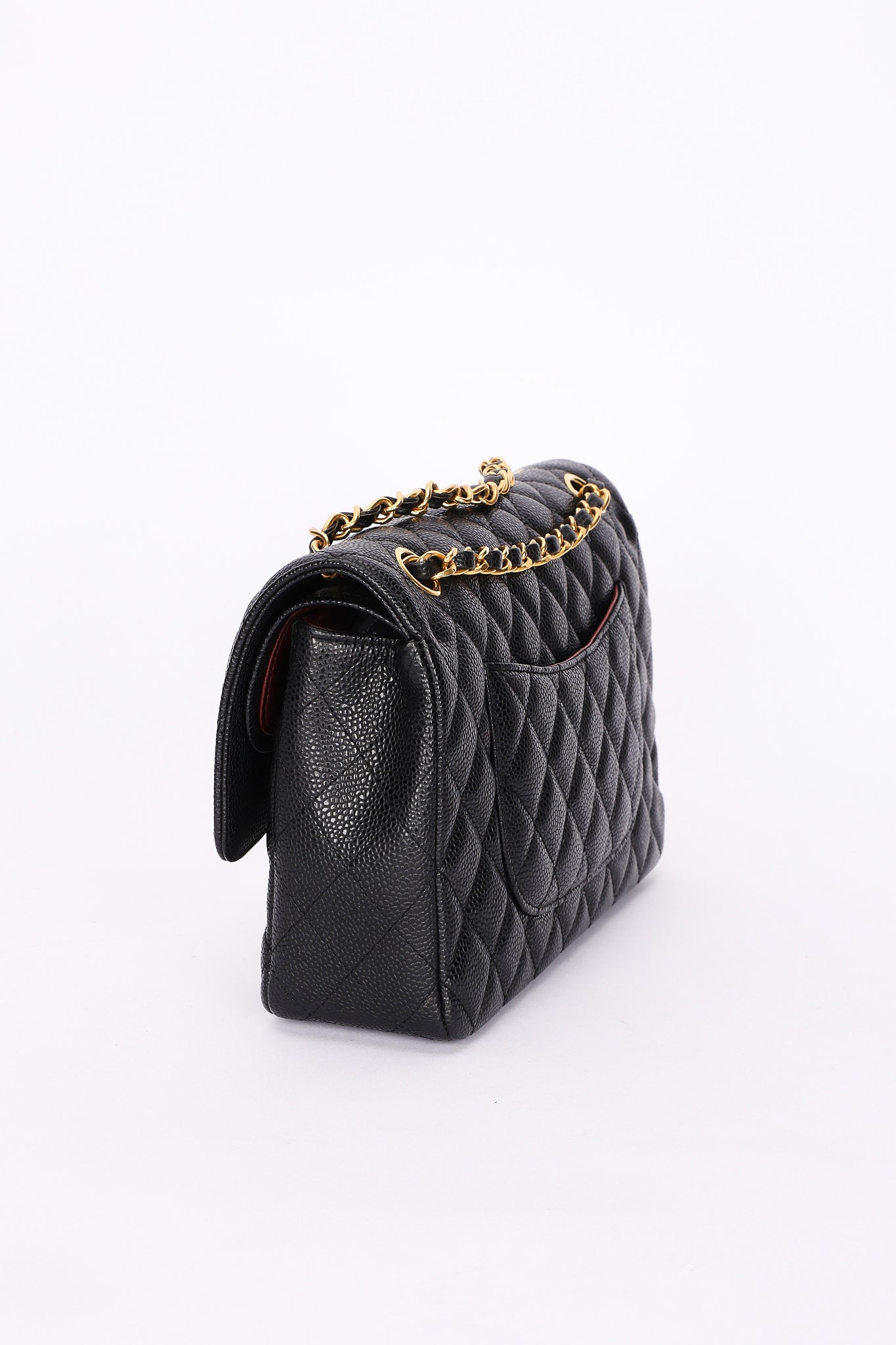 Chanel Medium Classic Double Flap Black Caviar 24K GP