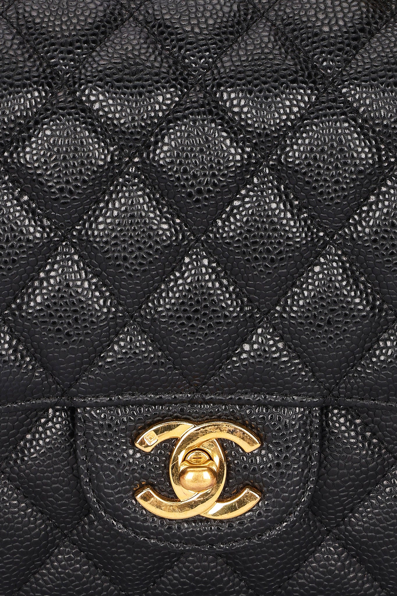 Chanel Medium Classic Double Flap Black Caviar 24K GP