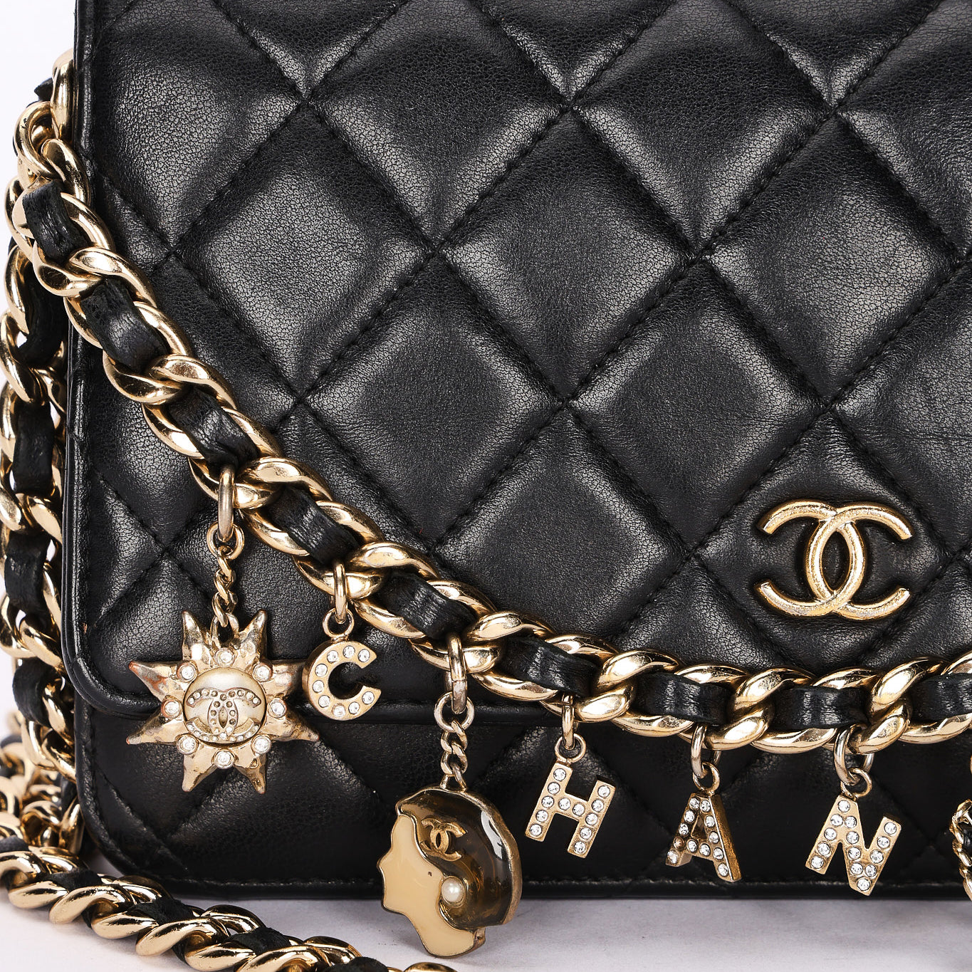 Chanel Coco Charms Wallet on Chain Black Lambskin MMHW