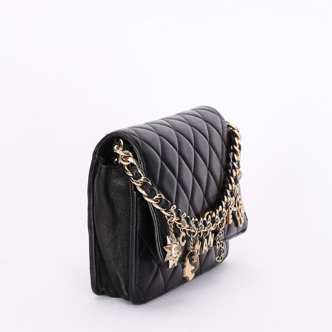 Chanel Coco Charms Wallet on Chain Black Lambskin MMHW