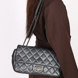 Chanel Single Flap Gunmetal Metallic RHW