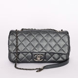 Chanel Single Flap Gunmetal Metallic RHW