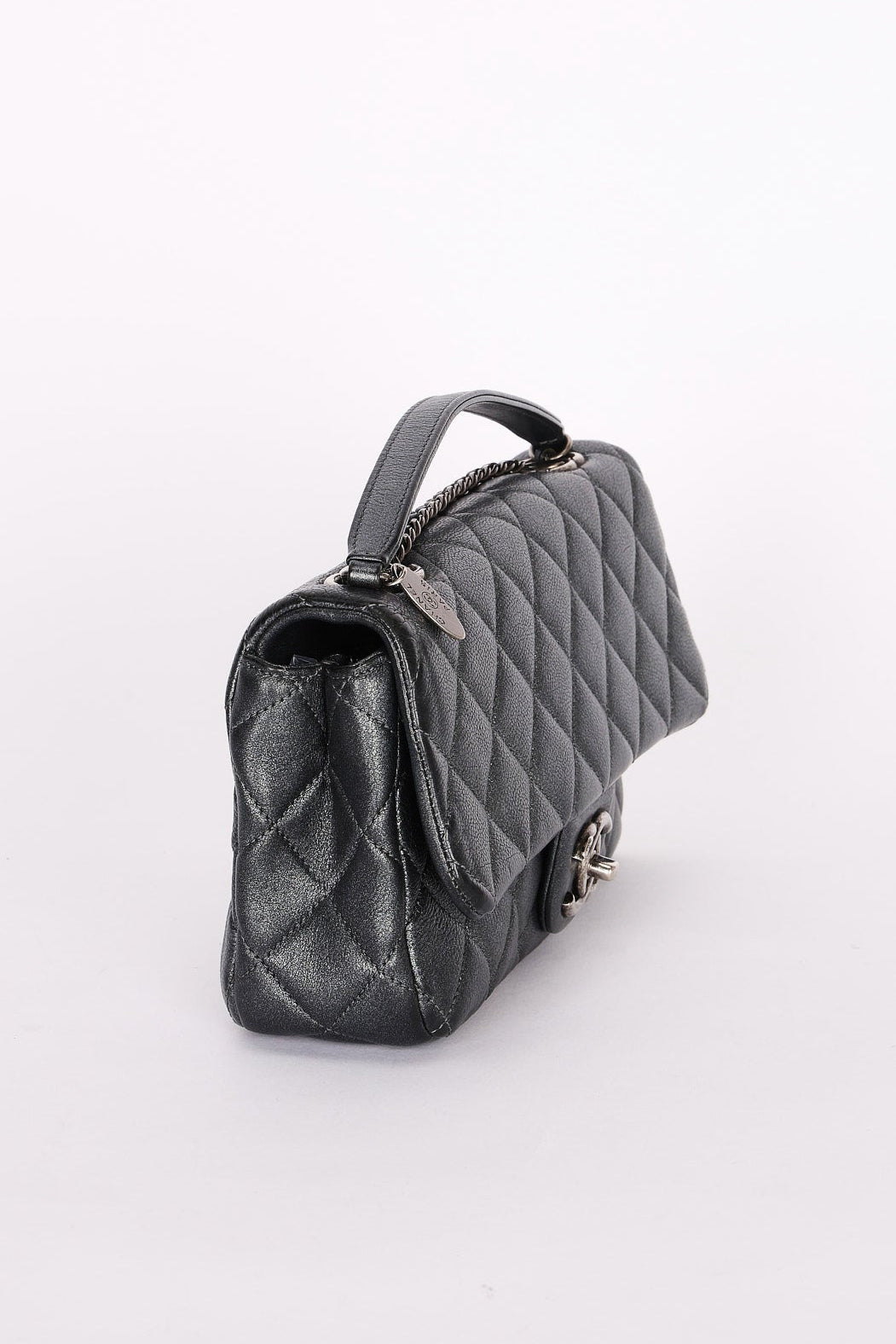 Chanel Single Flap Gunmetal Metallic RHW