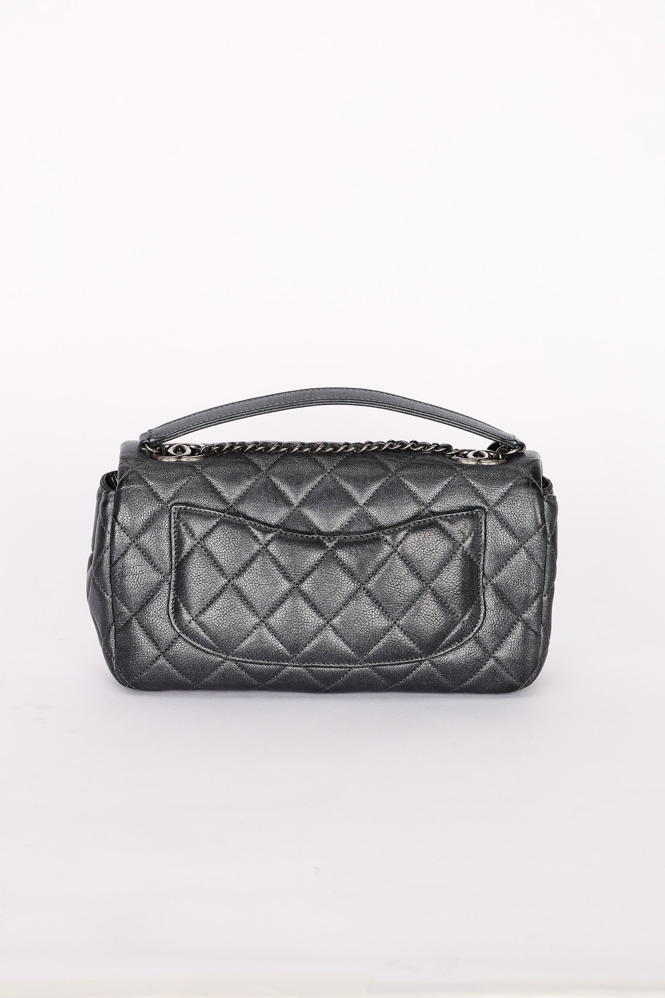 Chanel Single Flap Gunmetal Metallic RHW