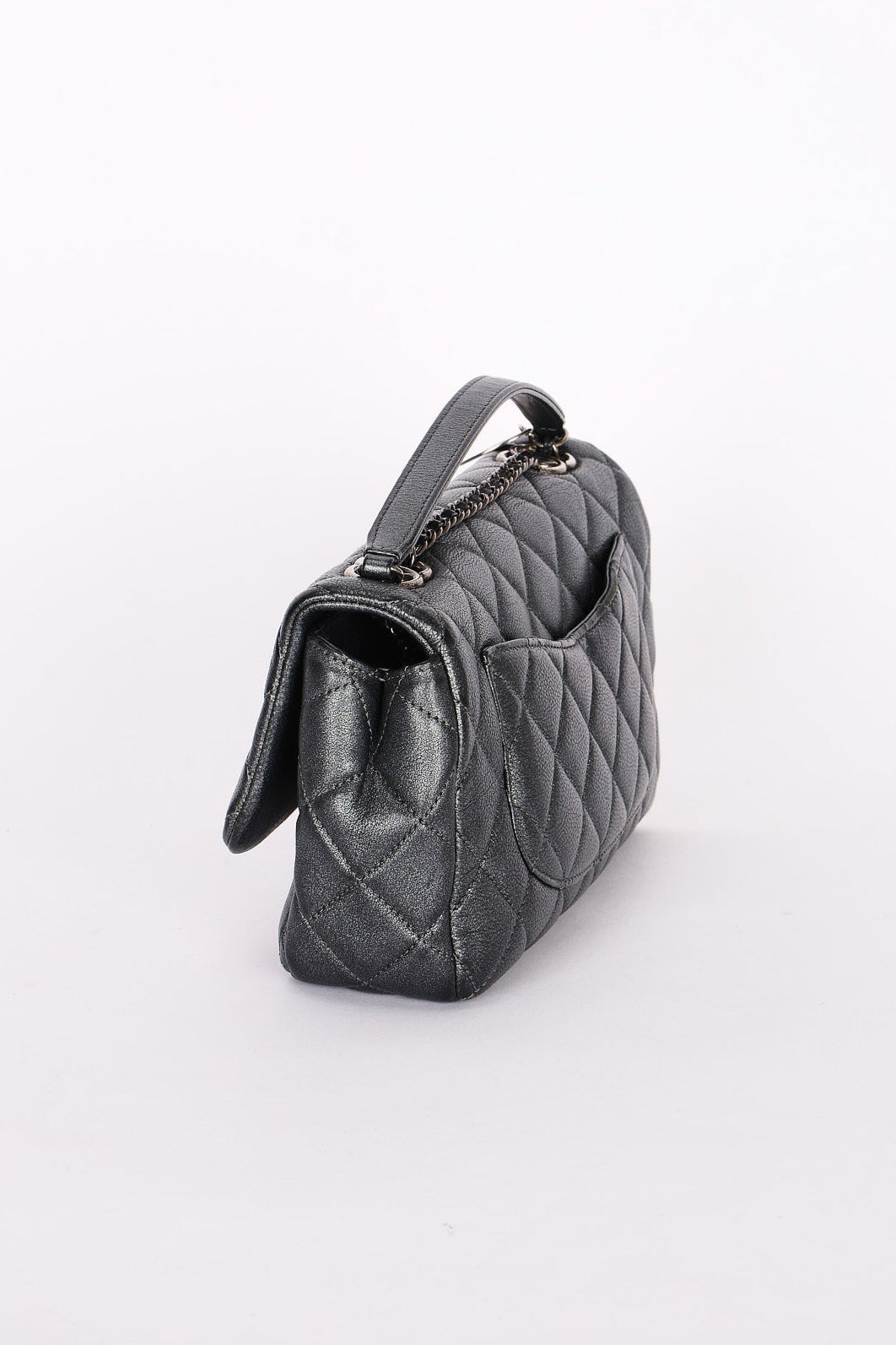 Chanel Single Flap Gunmetal Metallic RHW