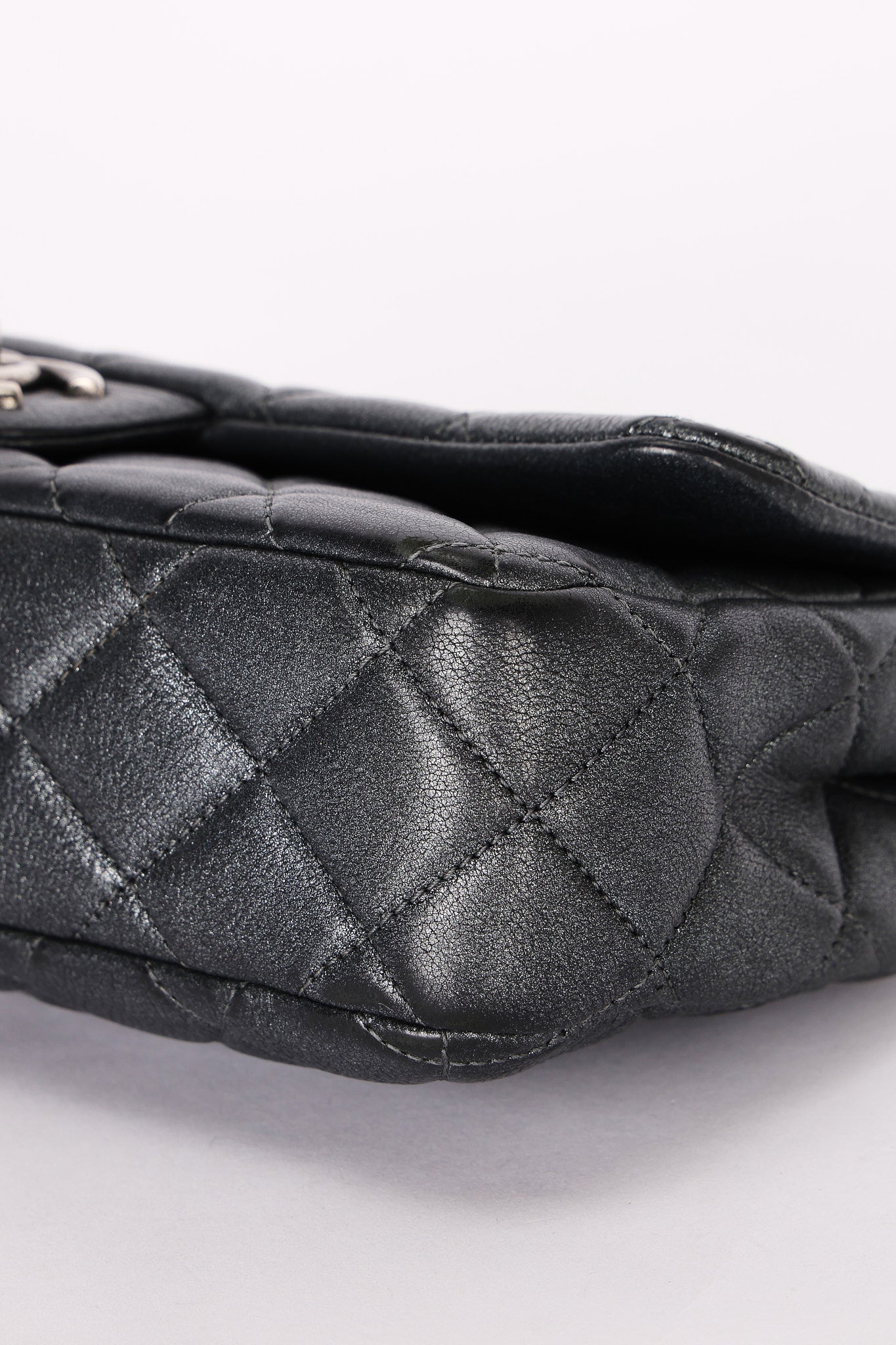 Chanel Single Flap Gunmetal Metallic RHW