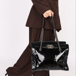 Chanel Boy Reverso Shopping Tote Black Patent RHW