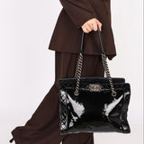 Chanel Boy Reverso Shopping Tote Black Patent RHW