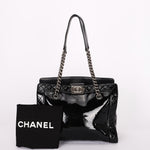 Chanel Boy Reverso Shopping Tote Black Patent RHW