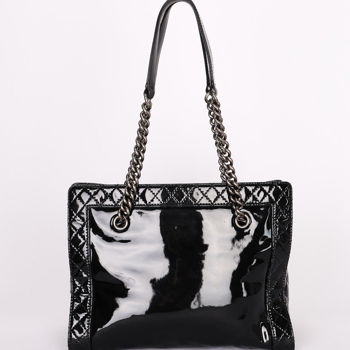 Chanel Boy Reverso Shopping Tote Black Patent RHW