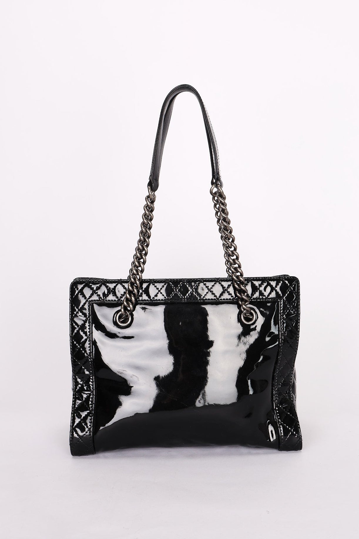 Chanel Boy Reverso Shopping Tote Black Patent RHW