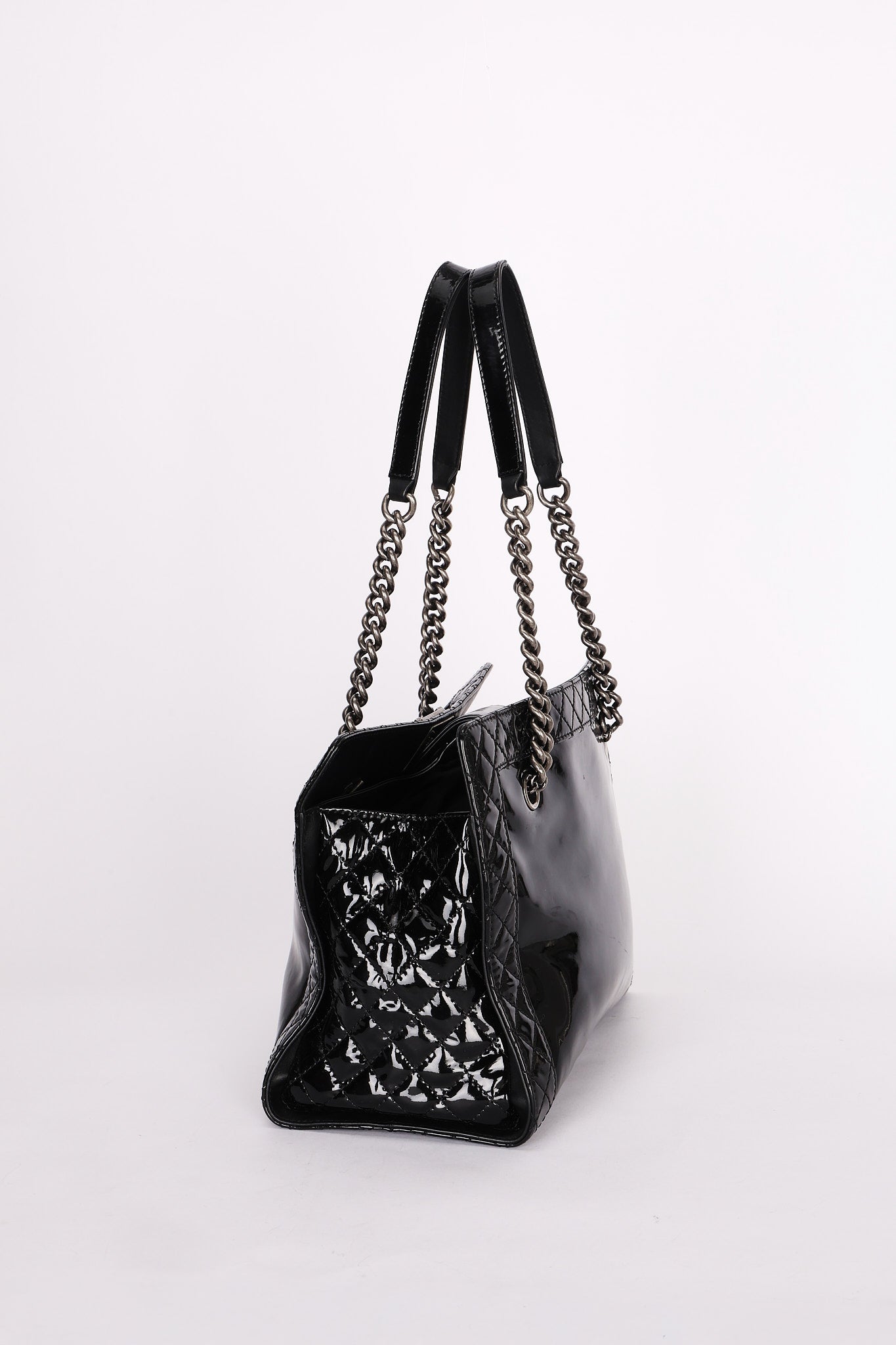 Chanel Boy Reverso Shopping Tote Black Patent RHW