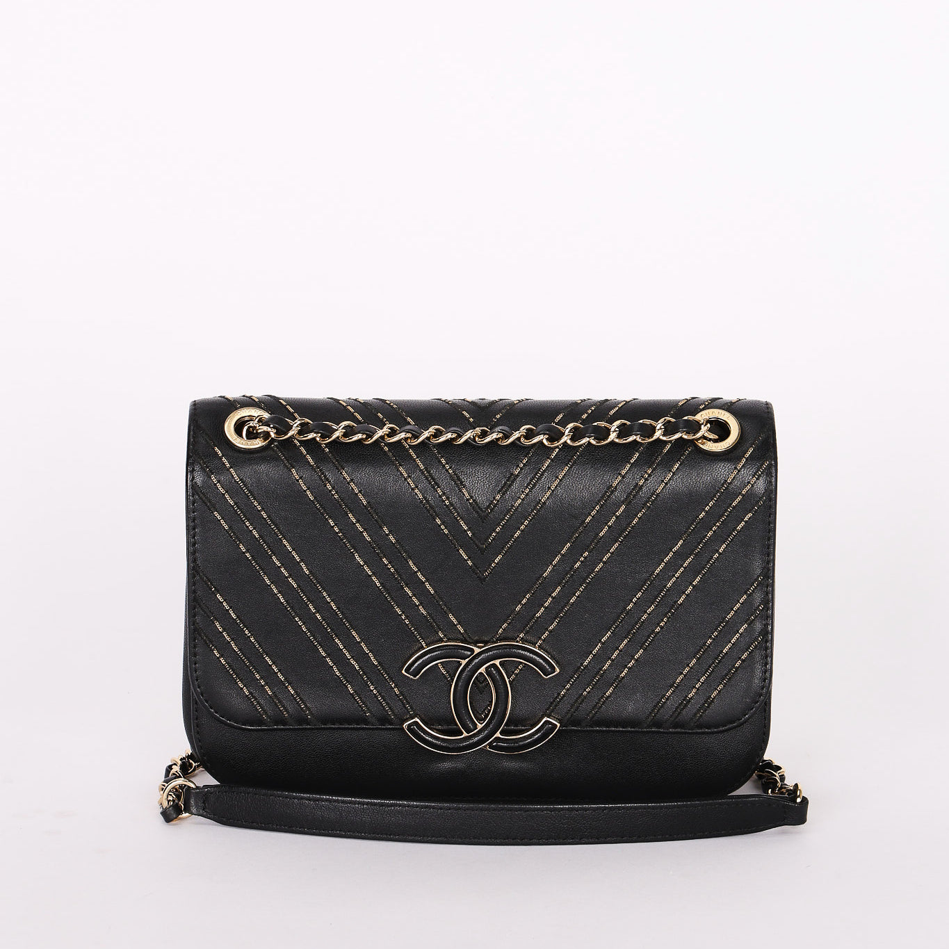 Chanel CC Chain Subtle Flap Black Sheepskin AGHW