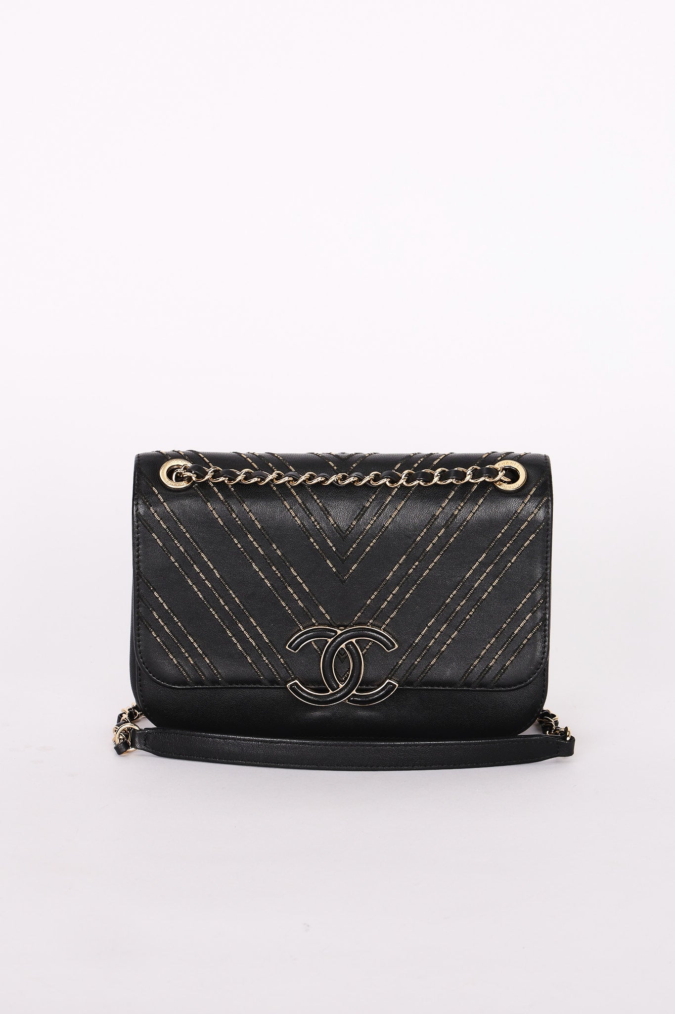 Chanel CC Chain Subtle Flap Black Sheepskin AGHW