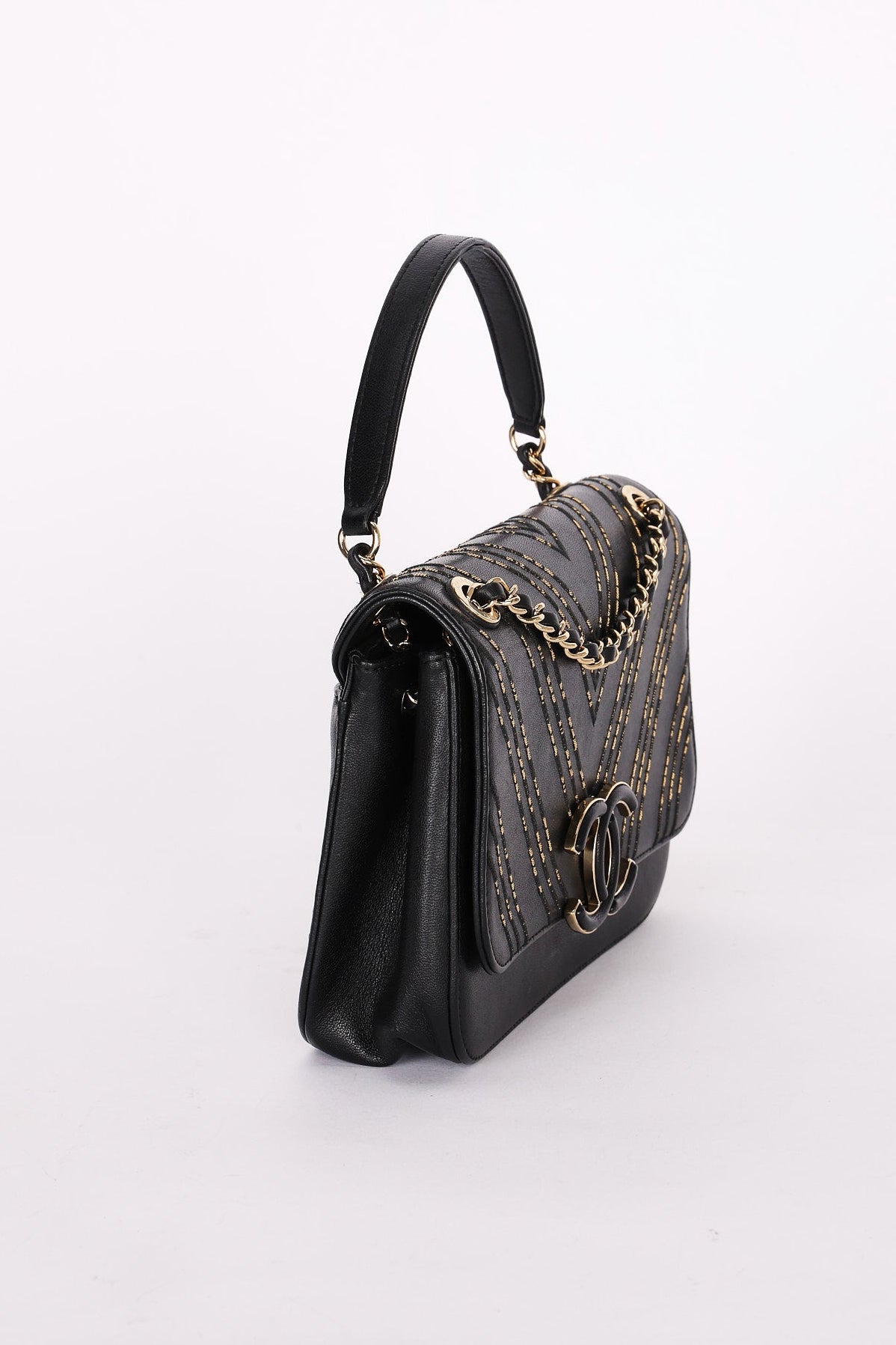 Chanel CC Chain Subtle Flap Black Sheepskin AGHW