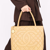 Chanel Timeless Medallion Tote Beige Caviar 2003 GHW