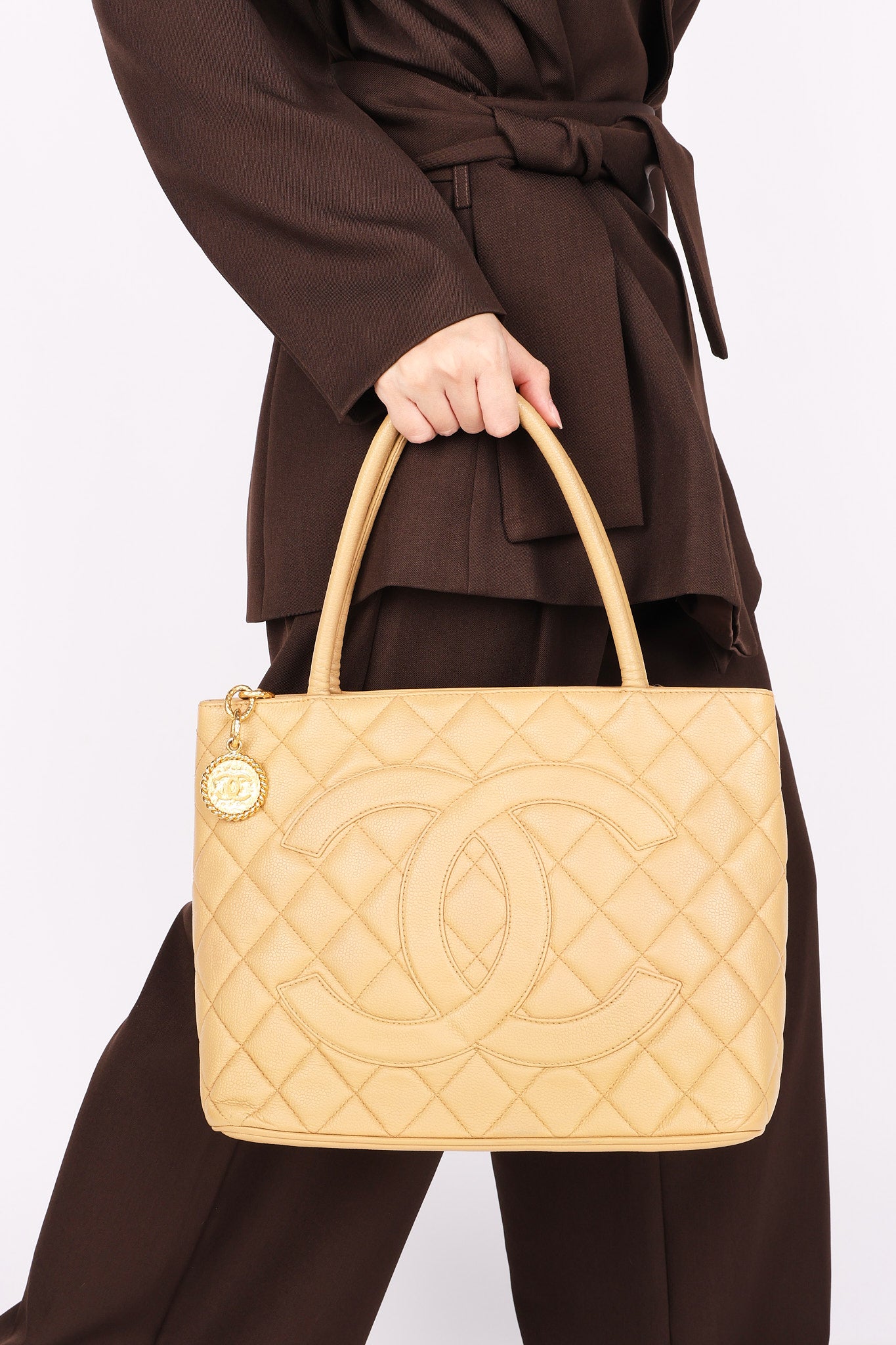 Chanel Timeless Medallion Tote Beige Caviar 2003 GHW