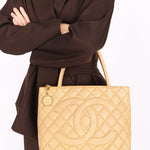 Chanel Timeless Medallion Tote Beige Caviar 2003 GHW