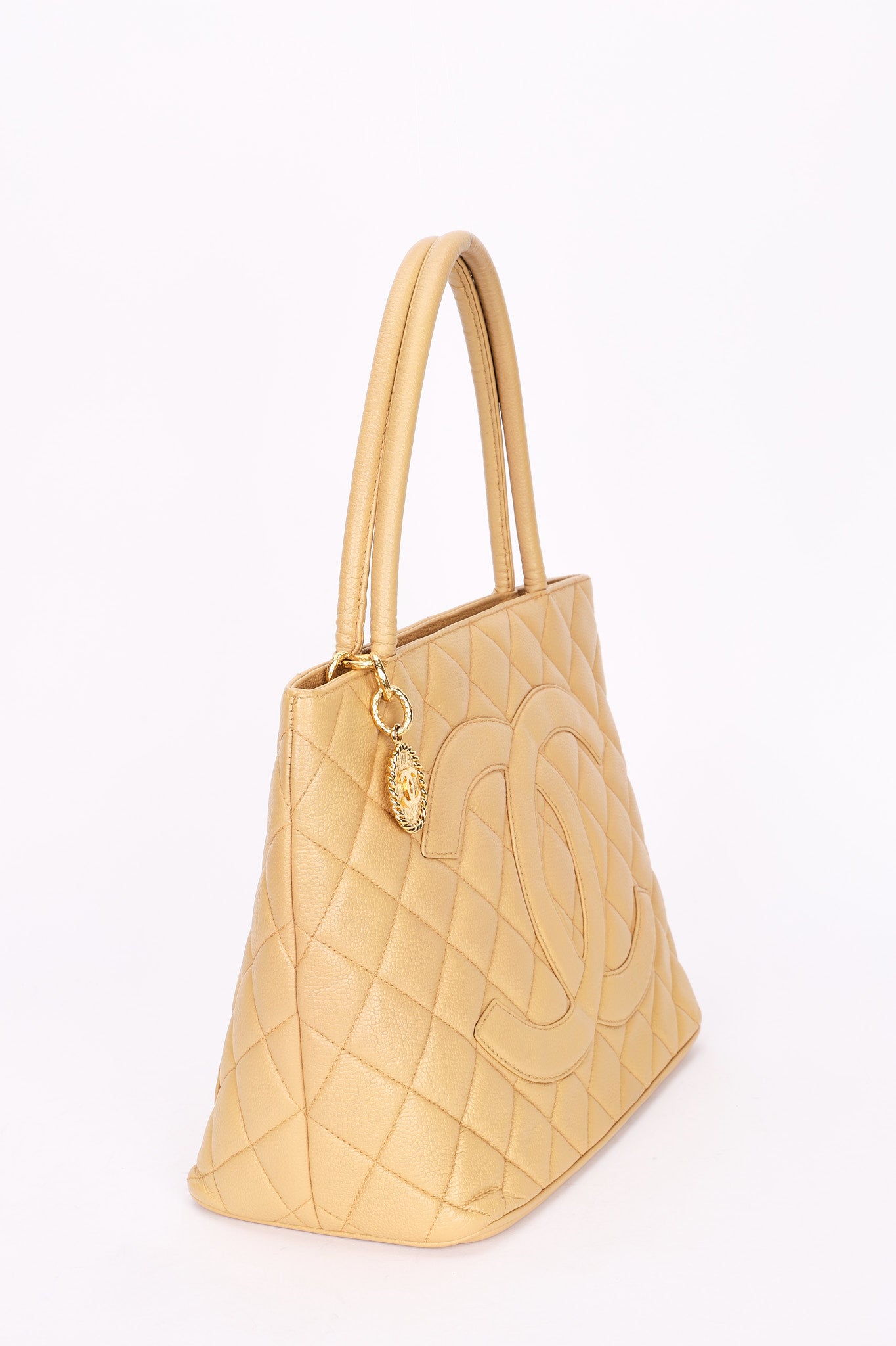 Chanel Timeless Medallion Tote Beige Caviar 2003 GHW