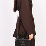 Chanel CC Top Handle Vanity Bag Black Calfskin AGHW