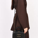 Chanel CC Top Handle Vanity Bag Black Calfskin AGHW
