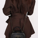 Chanel CC Top Handle Vanity Bag Black Calfskin AGHW